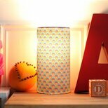 Cylinder fabric table lamp in Petit Pan fabric Wasabi 