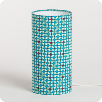 Cylinder fabric table lamp Hlium turquoise S