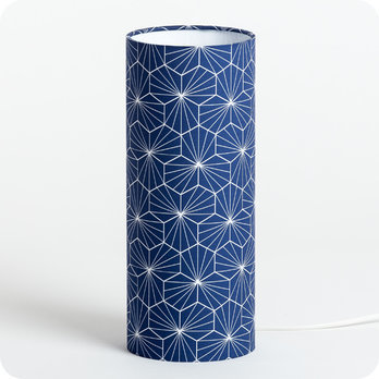 Cylinder fabric table lamp Ppite indigo M