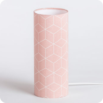 Cylinder fabric table lamp Cubic rose M