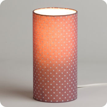 Cylinder fabric table lamp Plum stars 