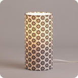 Cylinder fabric table lamp Black daisy