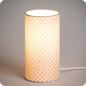 Cylinder fabric table lamp Pearl stars 