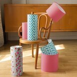 Cylinder fabric table lamp in Petit Pan fabric Osami