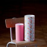 Cylinder fabric table lamp in Petit Pan fabric Mikko 