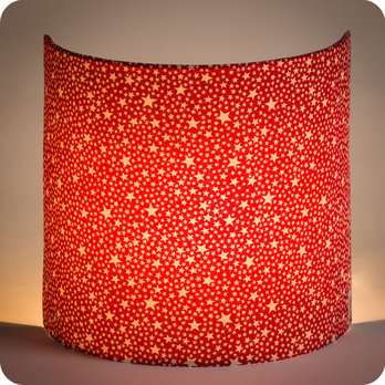 Fabric half lamp shade for wall light Red stars