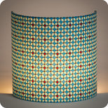 Fabric half lamp shade for wall light in Petit Pan fabric Hélium turquoise