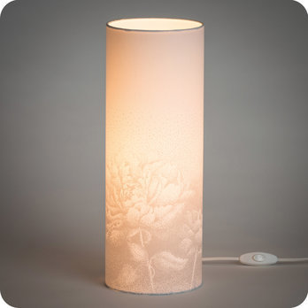 Cylinder fabric table lamp in maisonGeorgette fabric Pivoine gris