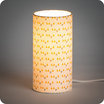 Cylinder fabric table lamp Mistinguett yellow lit S