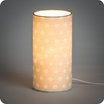 Cylinder fabric table lamp Ozora verdo lit S