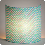 Fabric half lamp shade for wall light in Petit Pan fabric Pépin azur