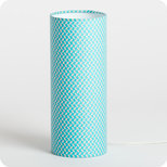 Cylinder fabric table lamp in Petit Pan fabric Pépin azur