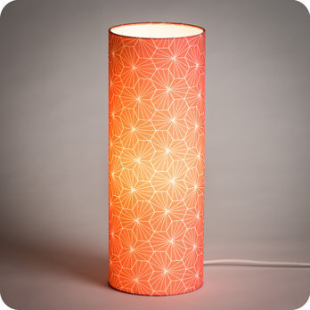 Cylinder fabric table lamp Pépite corail