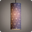 Drum fabric lamp shade / pendant shade Pépite indigo lit tube M