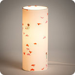 Cylinder fabric table lamp Hirondelles rose