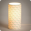 Cylinder fabric table lamp Mistinguett turquoise lit S