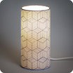 Cylinder fabric table lamp Cinetic indigo lit S