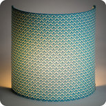 Fabric half lamp shade for wall light Blue aka
