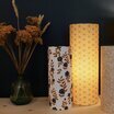 Table lamp Billie blanc M, and lamps Billie brique and Goldie M