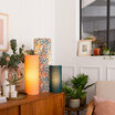 Cylinder fabric table lamp Honeysuckle Morris&co. lit XXL