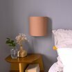Fabric half lamp shade for wall light Hoshi rose lit