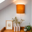 Wall lamp shade Stardust ochre lit with plug-in cable in linen