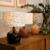 Terra ceramic lamps with shades Human, Gaze ecru and Golden lily Ø25 lit