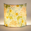 Fabric half lamp shade for wall light W. Morris Seaweed lit