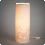 Cylinder fabric table lamp in maisonGeorgette fabric Pivoine gris