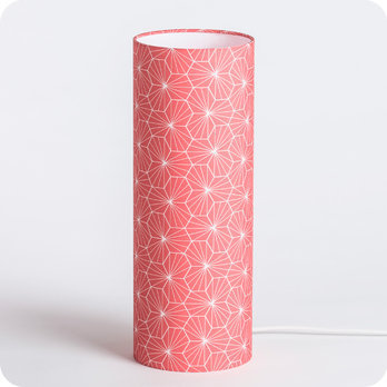 Cylinder fabric table lamp Pépite corail L