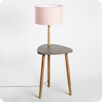 Selene side table and lamp with shade Cinetic corail Ø30