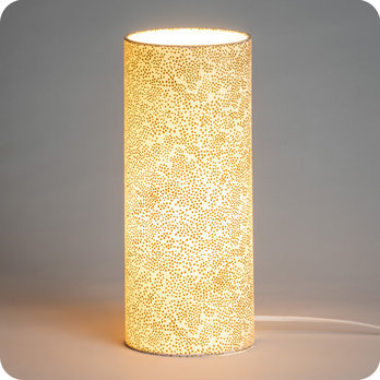 Cylinder fabric table lamp Goldie lit M